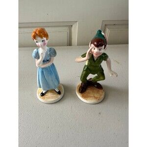 Vintage 1990s Walt Disney Japan Peter Pan Wendy Darling Porcelain Figurines